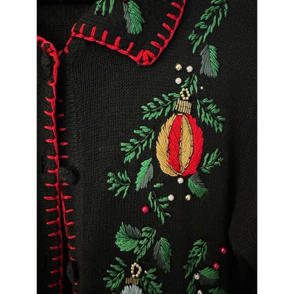 Christmas Holiday Sweater BP Designs Sm Ramie Blend Cardigan Teacher Winter Xmas - Picture 7 of 10